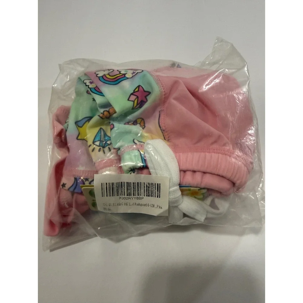Kids Girls Pink Unicorn Rainbow Rash‎ Guard Swimsuit Set 12M UPF 50+